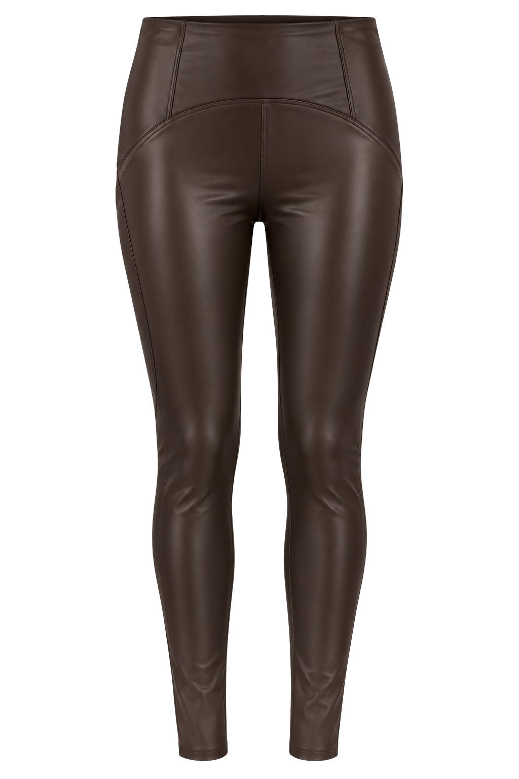 Lederlook Leggins schokobraun, Gr. 34-44