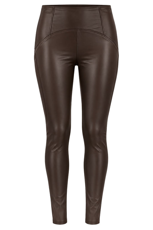 Lederlook Leggins schokobraun, Gr. 34-44