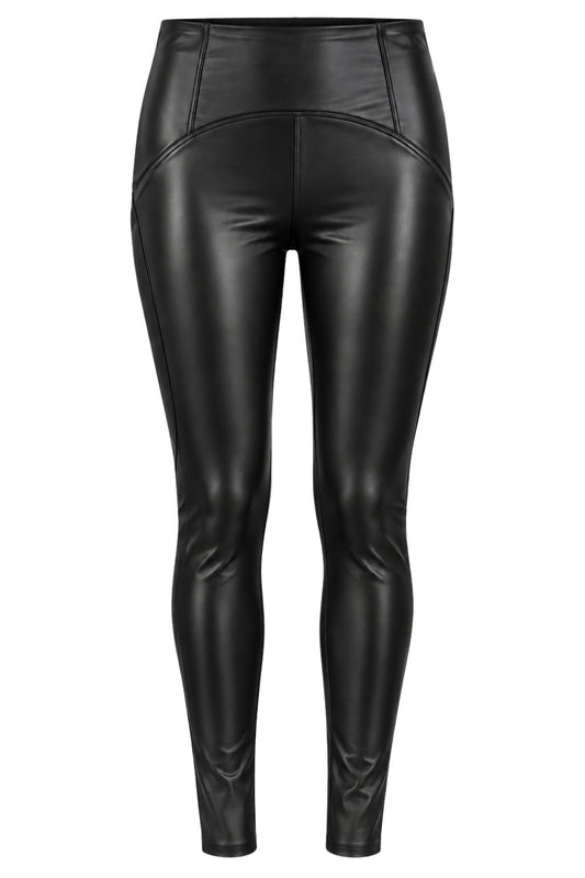 Lederlook Leggins schwarz, Gr. 34-44