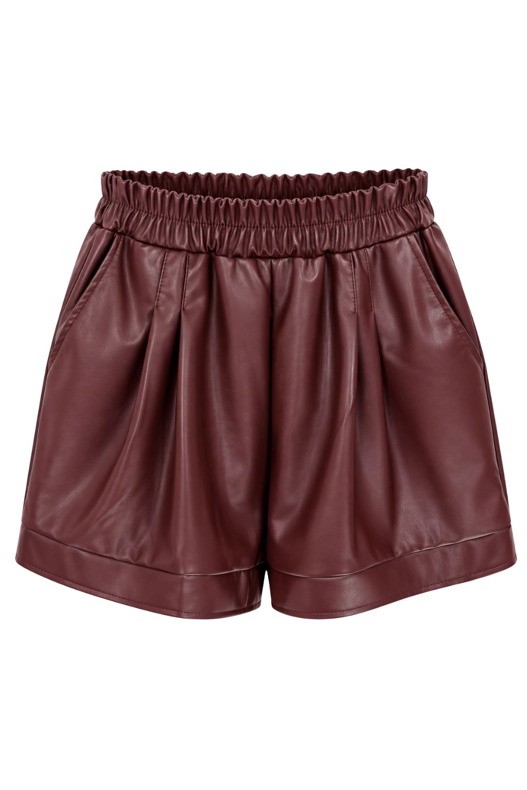 Lederlook Shorts bordeaux, Gr. 36-40