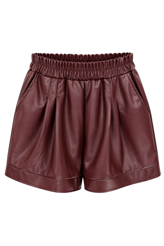 Lederlook Shorts bordeaux, Gr. 36-40