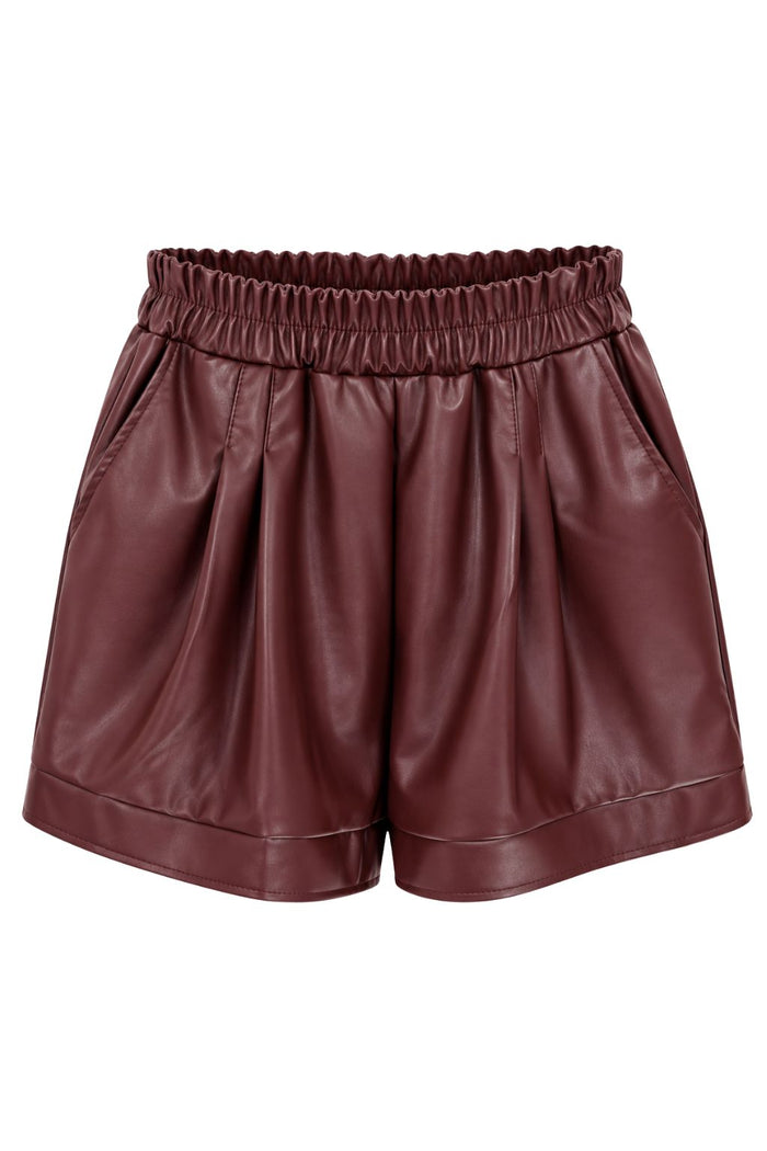 Lederlook Shorts bordeaux, Gr. 36-40