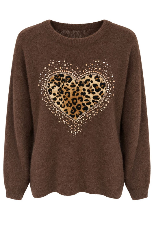 Leo Pullover "Wild Heart" schokobraun, Gr. 34-40