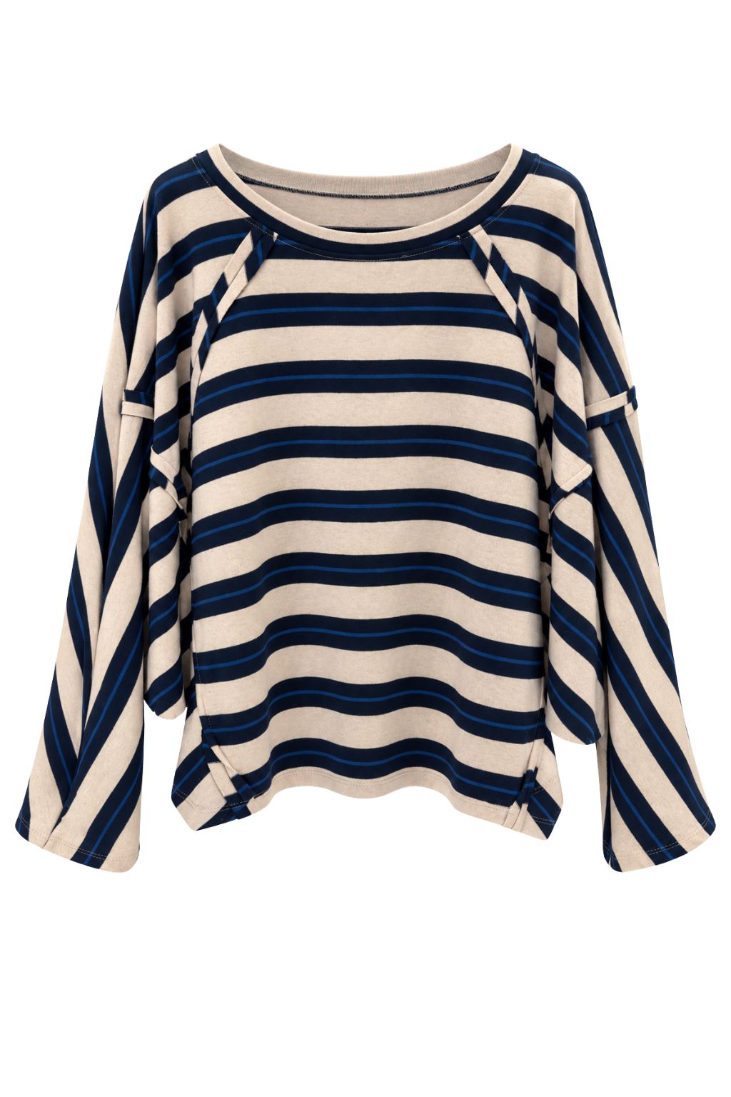 Oversize Streifenpullover „Navy Cream“, Gr. 36-42