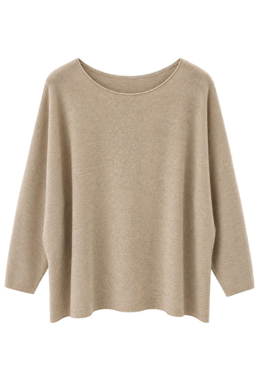 Soft Rundhals Pullover beige, Gr. 38-46