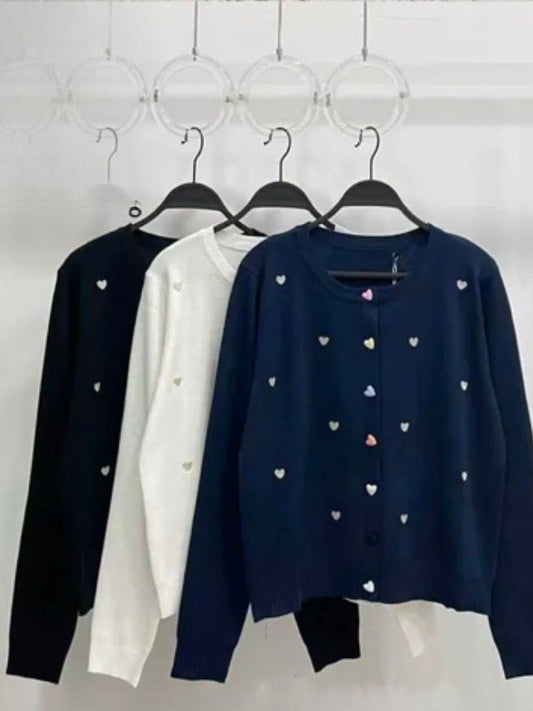 Cardigan Herz schwarz, Gr. 36-42