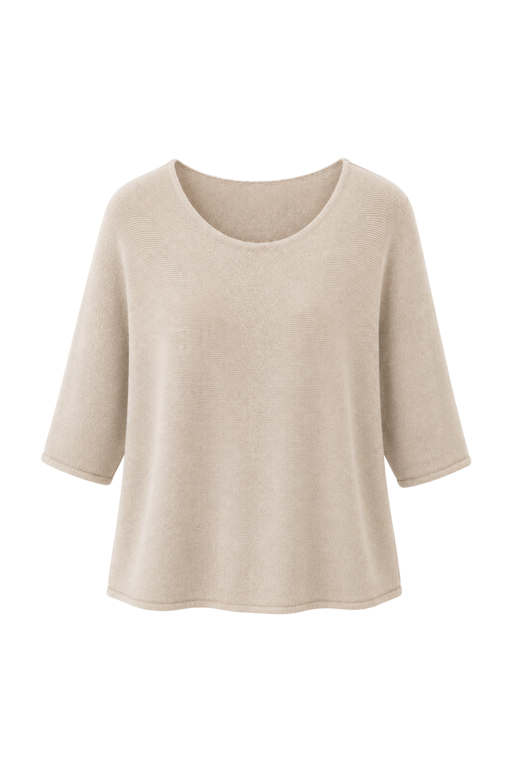 Basic Pullover "Lena" Rundhalsauschnitt  beige, Gr. 36-42