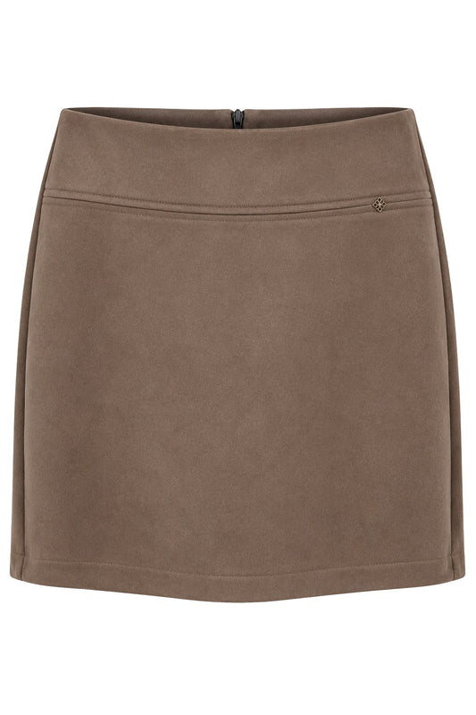 Veloursleder-Look Rock mit integrierter Shorts taupe, Gr. 36-42