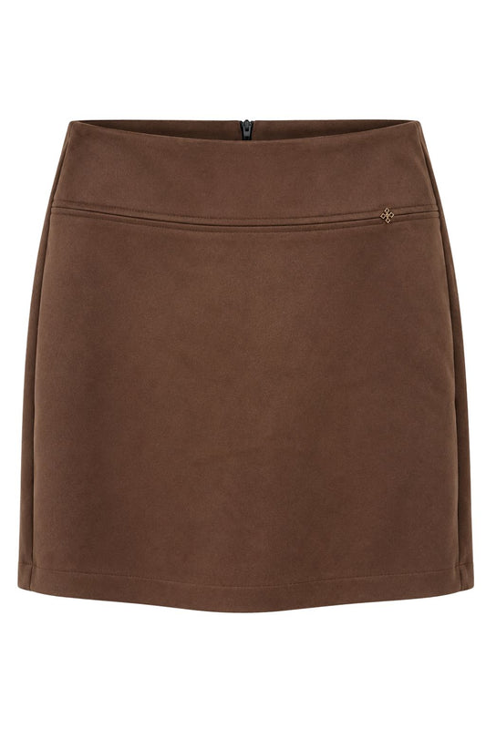 Veloursleder-Look Rock mit integrierter Shorts schokobraun, Gr. 36-42