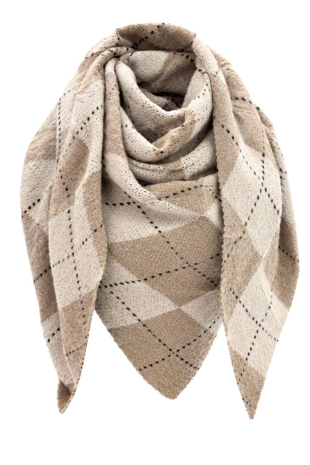 Dreiecksschal Karo taupe-beige