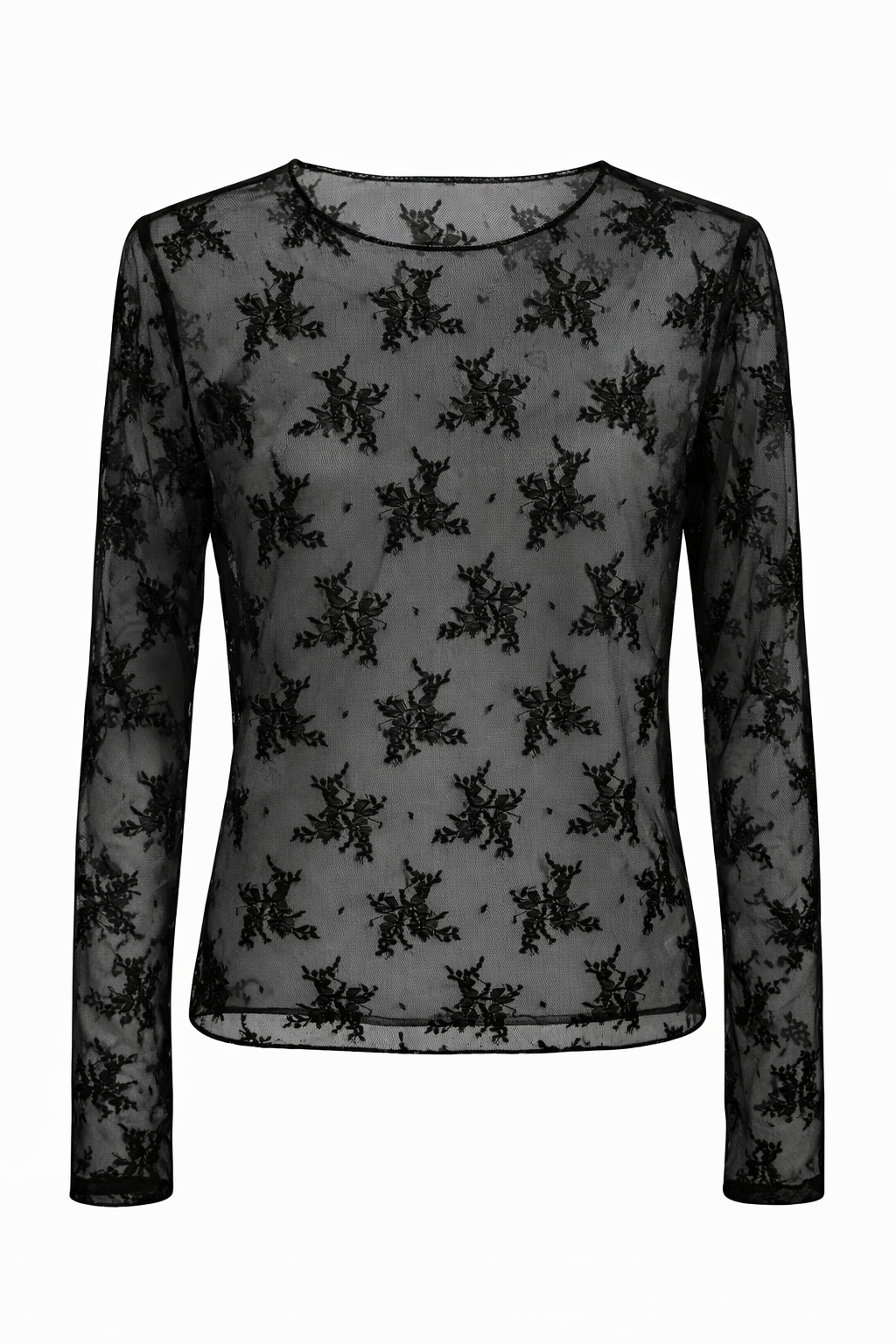 Zartes Spitzenoberteil Blüten schwarz, Gr. 36-42