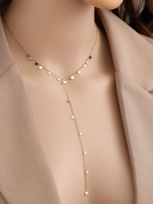 Y-Kette mit Herzanhängern gold