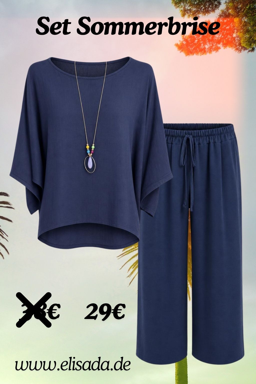 Set "Sommerbrise" marineblau, Gr. 36-44
