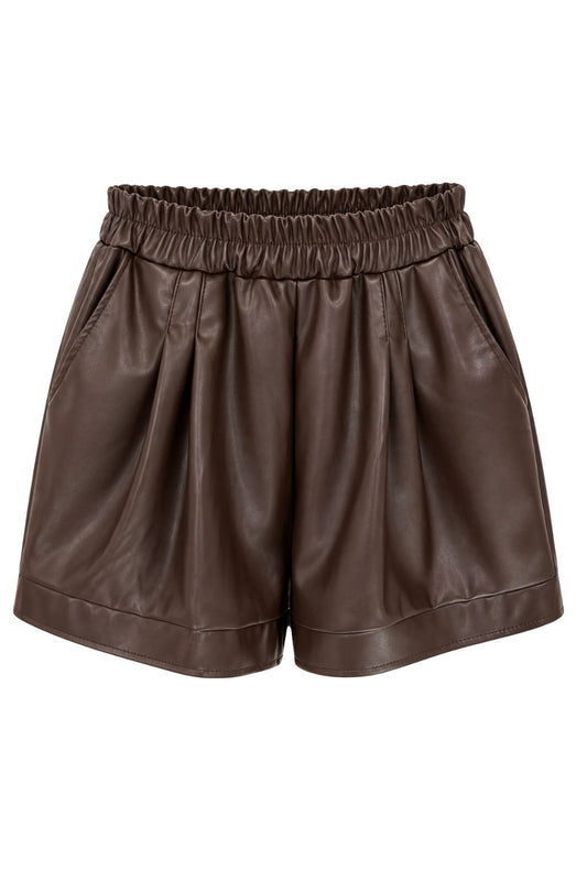 Lederlook Shorts schokobraun, Gr. 36-40
