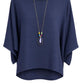 Sommerbluse marineblau (mit Kette), Gr. 36-44