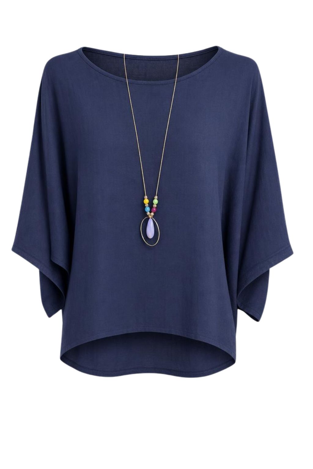 Sommerbluse marineblau (mit Kette), Gr. 36-44