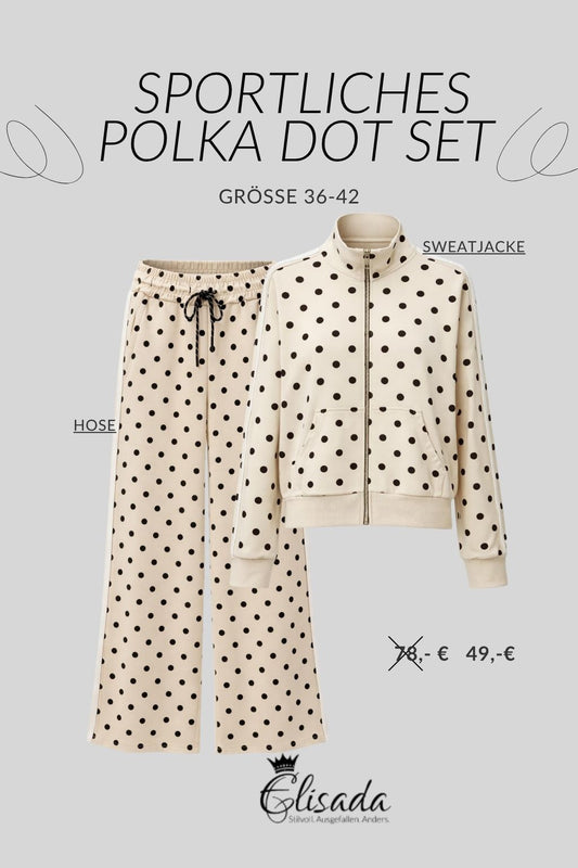 Sportliches-Polka-Dot-Set-creme, Gr. 36-42,