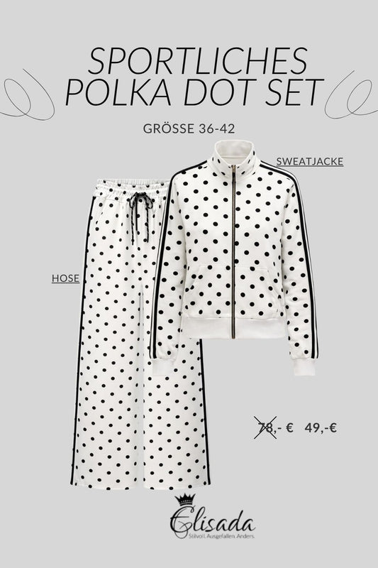 Sportliches-Polka-Dot-Set-weiß, Gr. 36-42