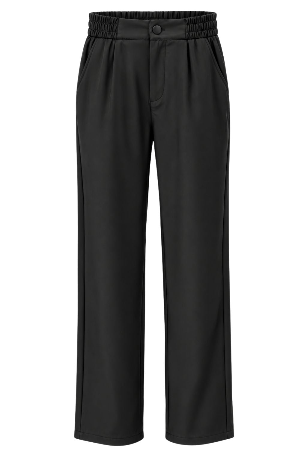 Lederlook Straight Leg Hose schwarz, Gr. 36-46
