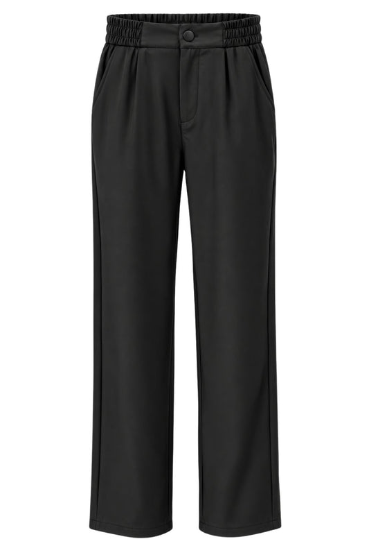Lederlook Straight Leg Hose schwarz, Gr. 36-46