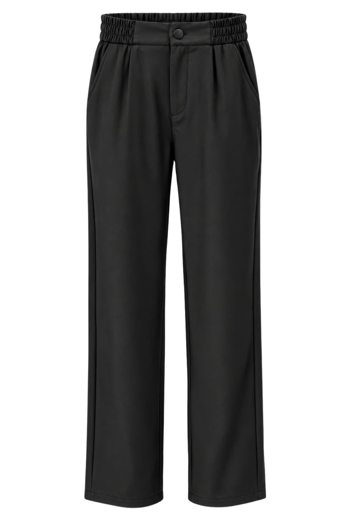 Lederlook Straight Leg Hose schwarz, Gr. 36-46