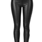 Lederlook Leggins mit Teddyfell schwarz, Gr. 36-46