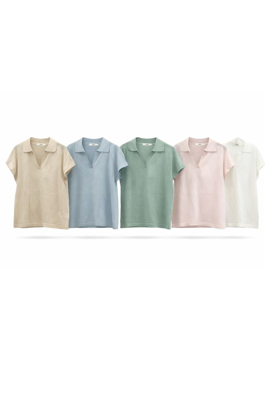 Kurzarm Strickshirt mit Polokragen, Gr. 34-40