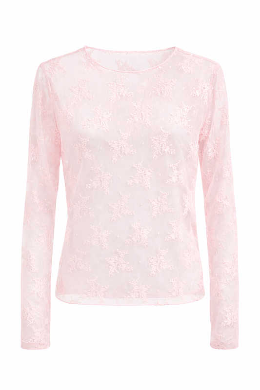 Zartes Spitzenoberteil Blüten rosa, Gr. 36-42