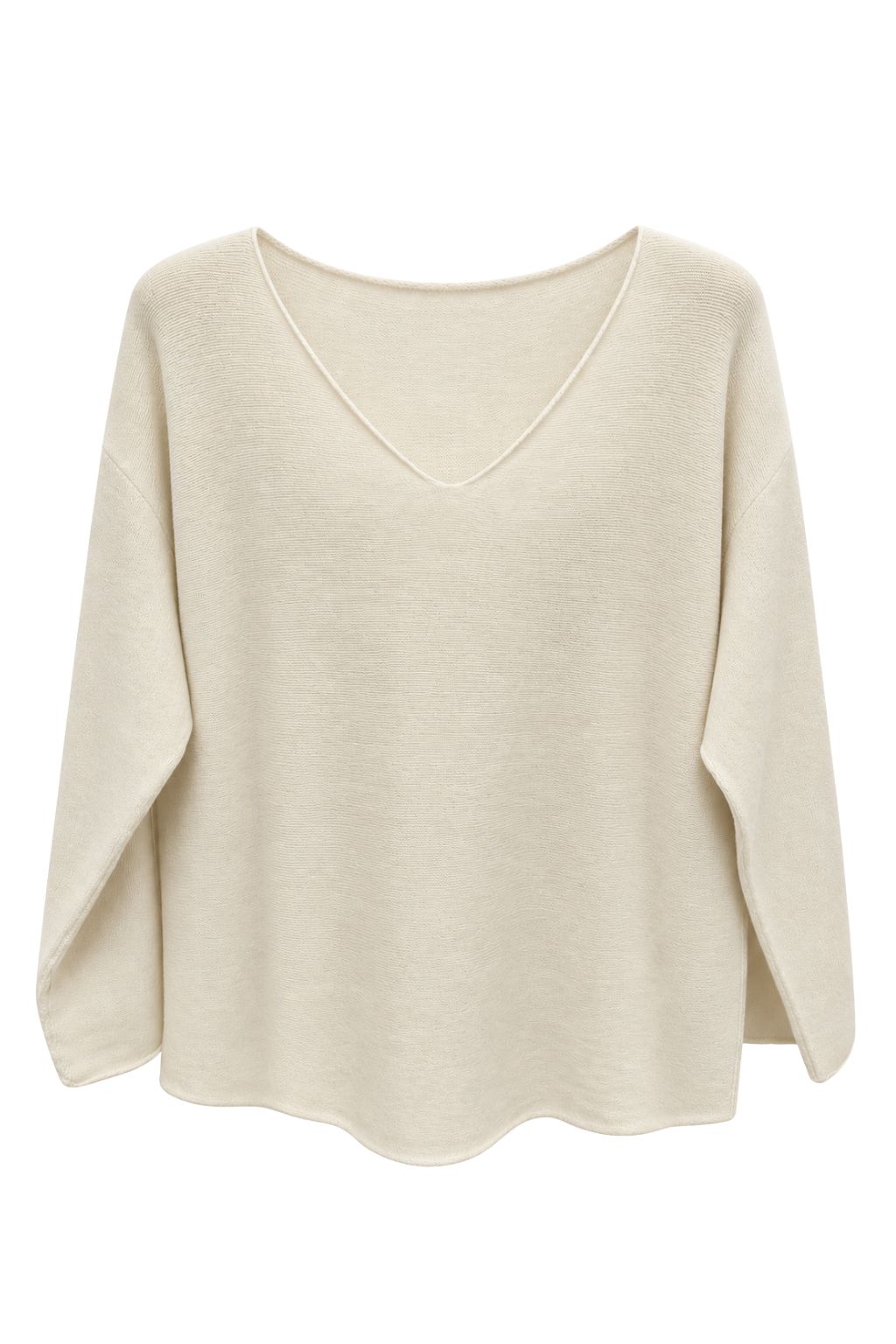 Basic Feinstrickpullover V-Ausschnitt beige, Gr. 36-42