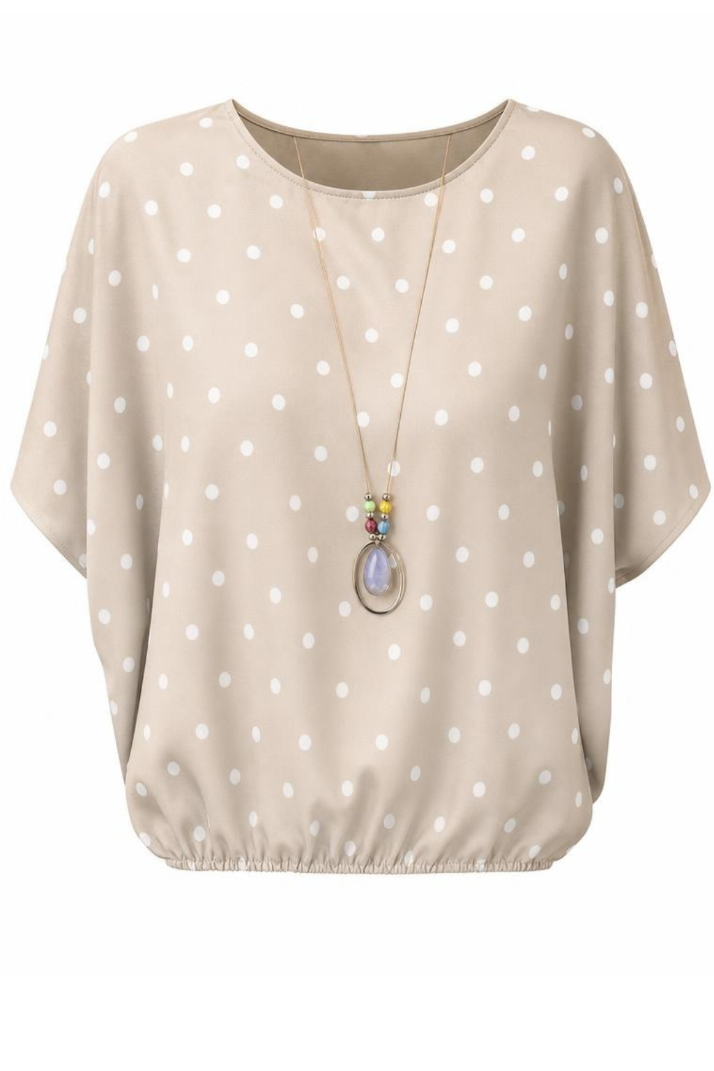 Blusenshirt mit Polka-Dots beige, Gr. 36-42