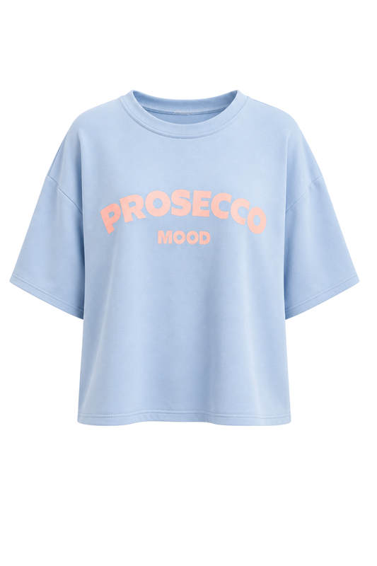 Shirt "Prosecco Mood" blau, Gr. 36-42