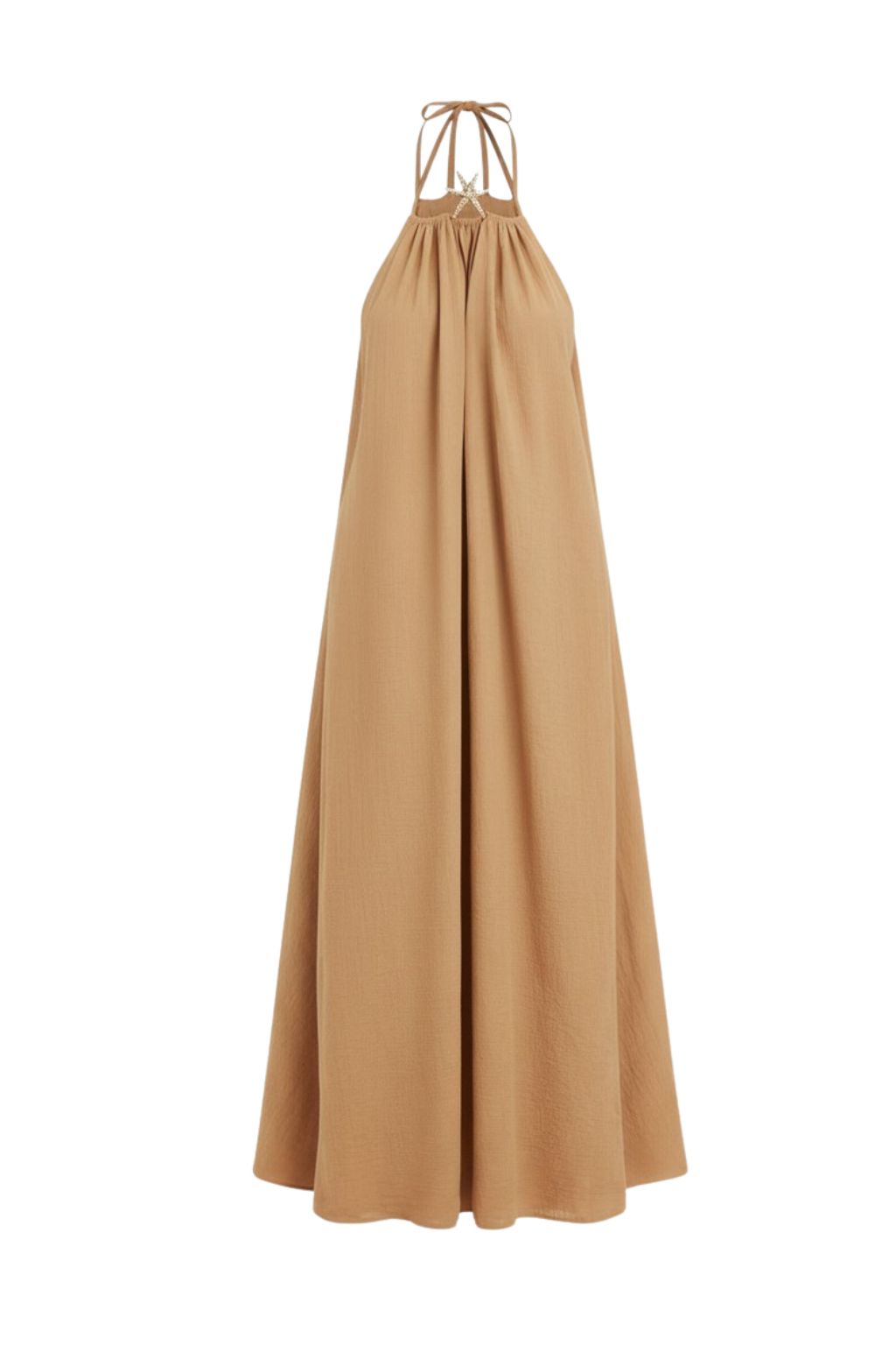 Maxikleid mit Neckholder camel, Gr. 38-44