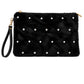 Flauschige Clutch mit Strassdetails schwarz