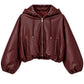 Cropped Jacke Lederoptik bordeaux, Gr. 34-42
