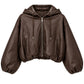 Cropped Jacke Lederoptik schokobraun, Gr. 34-42