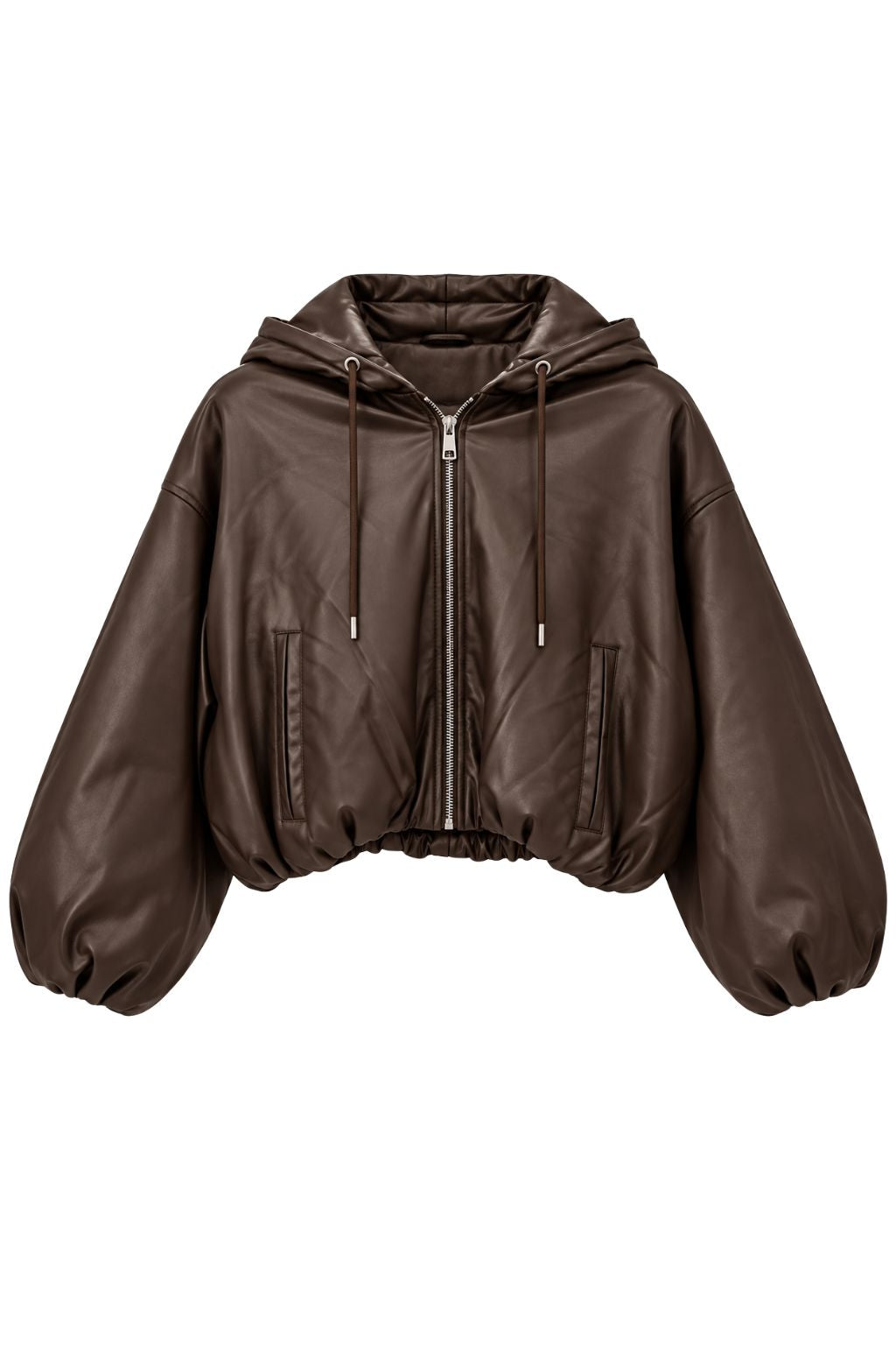 Cropped Jacke Lederoptik schokobraun, Gr. 34-42