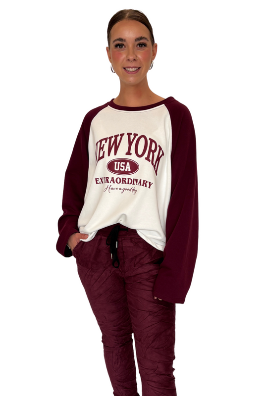 Shirt New York College bordeaux, Gr. 34-42