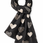 Herz- + Animal-Print Schal schwarz