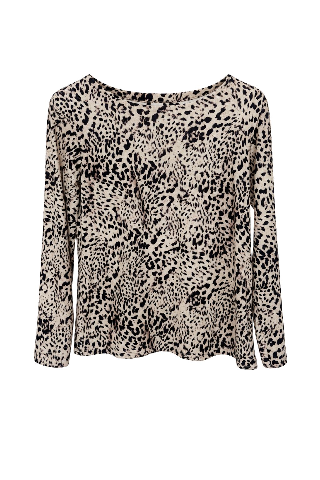 Langarmshirt mit Leopardenmuster beige/schwarz, Gr. 34-40