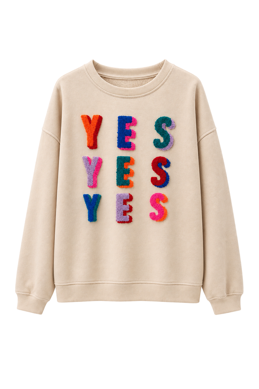 Sweatshirt "Yes" beige, Gr. 36-44