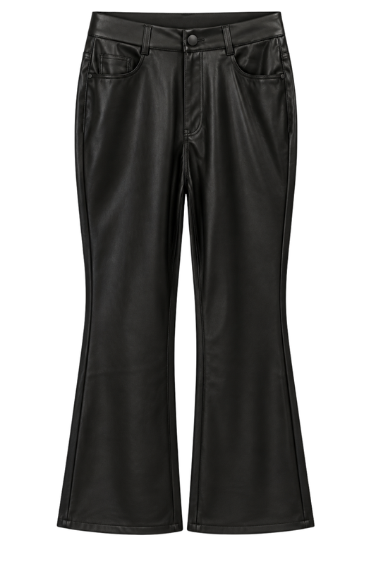 Flared Kunstlederhose schwarz, Gr. 36-44