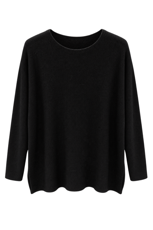 Soft Rundhals Pullover schwarz, Gr. 38-46