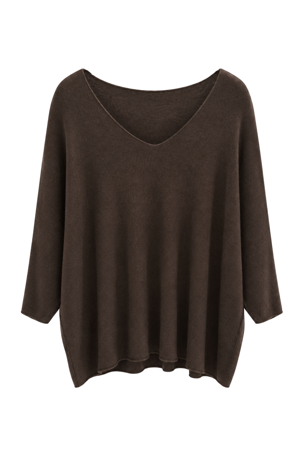 Pullover Mila V-Ausschnitt schokobraun, Gr. 38-46