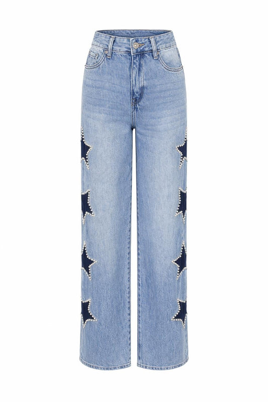 Jeans mit Stern-Details & Perlen Gr. 36-44