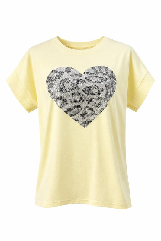 T-Shirt mit funkelndem Leo-Herz gelb, Gr. 36-42