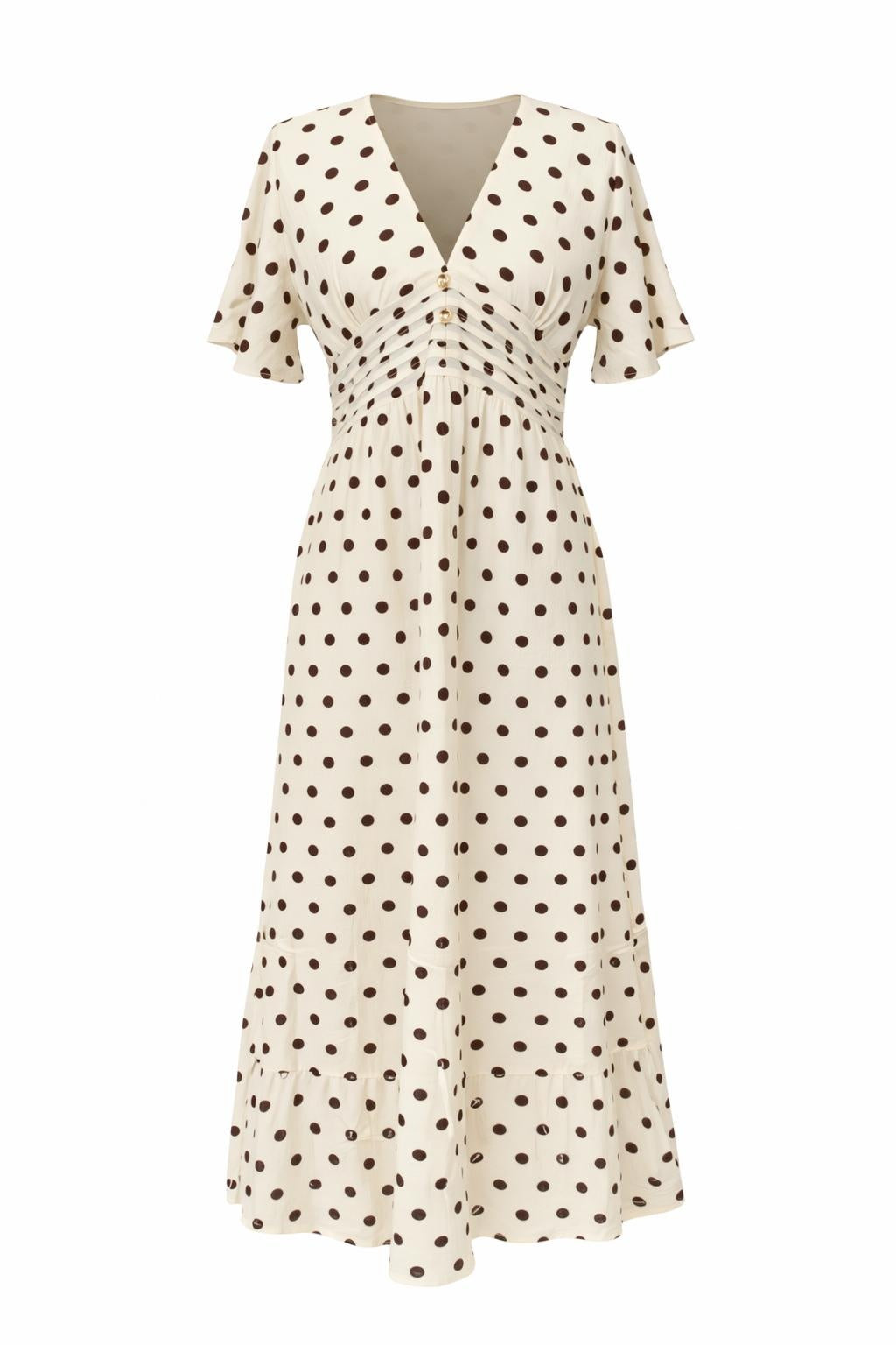 Polka Dots Kleid creme/braun, Gr. 36-42