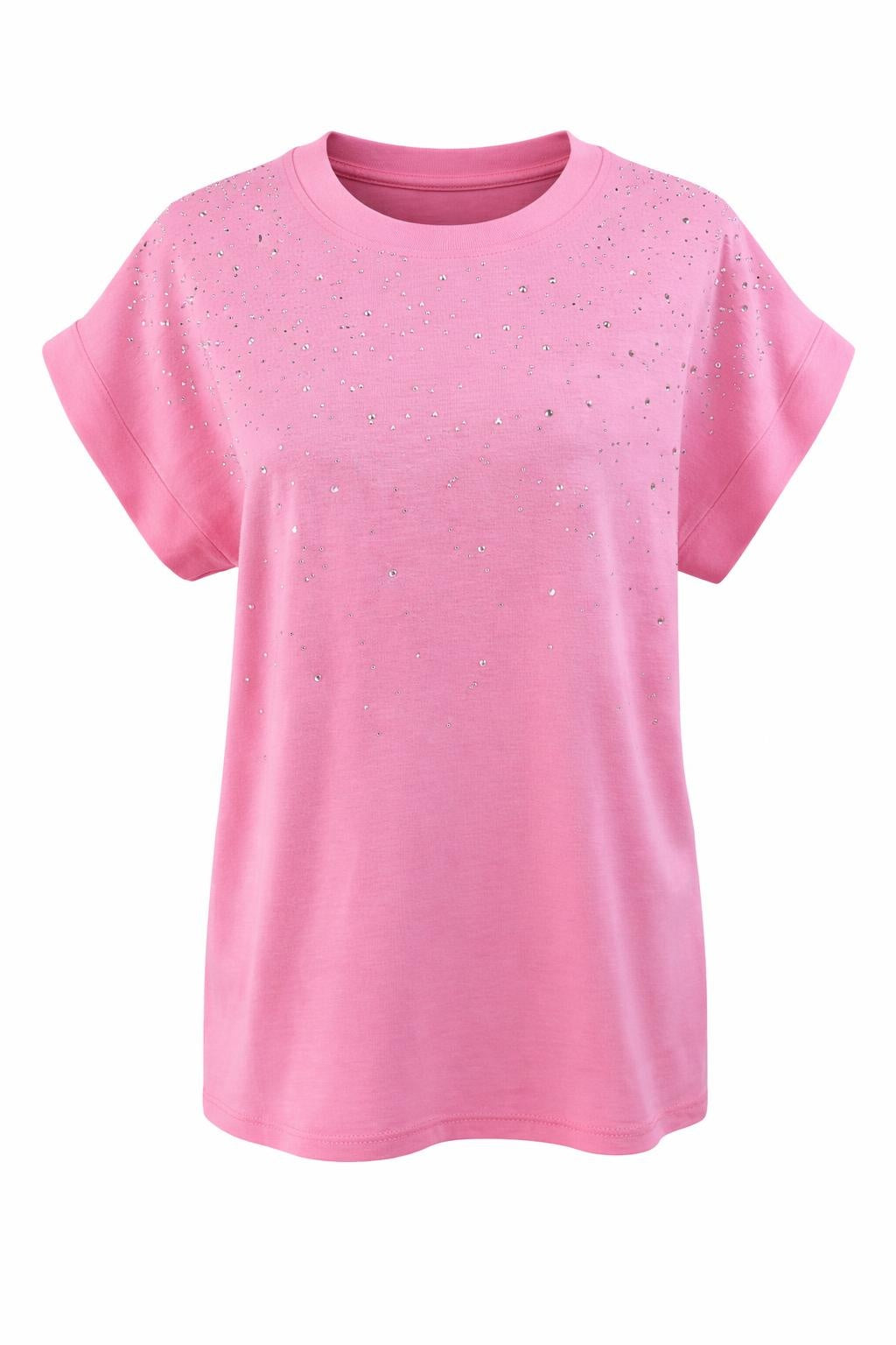 T-Shirt mit Glitzersteinen pink, Gr. 36-42