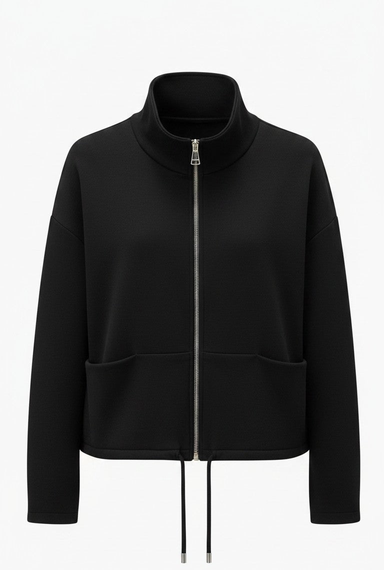 Sweatjacke mit Tunnelzug schwarz, Gr. 36-42