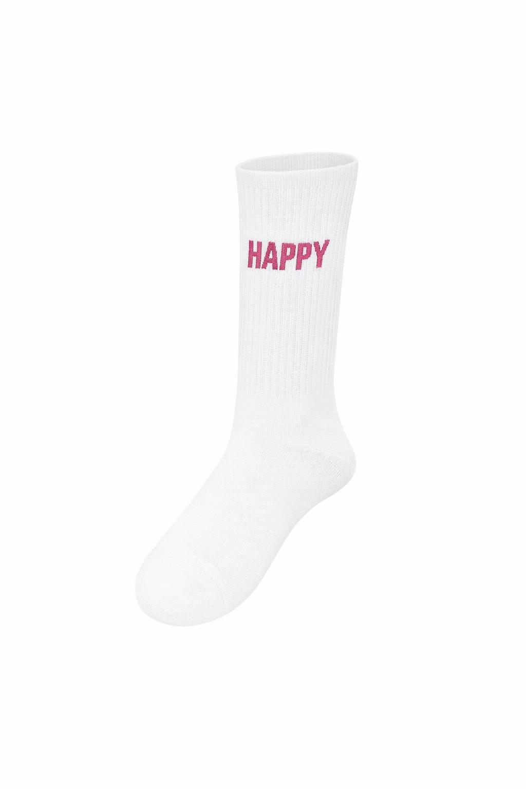Socken "Be Happy" weiß, Gr. 36-41