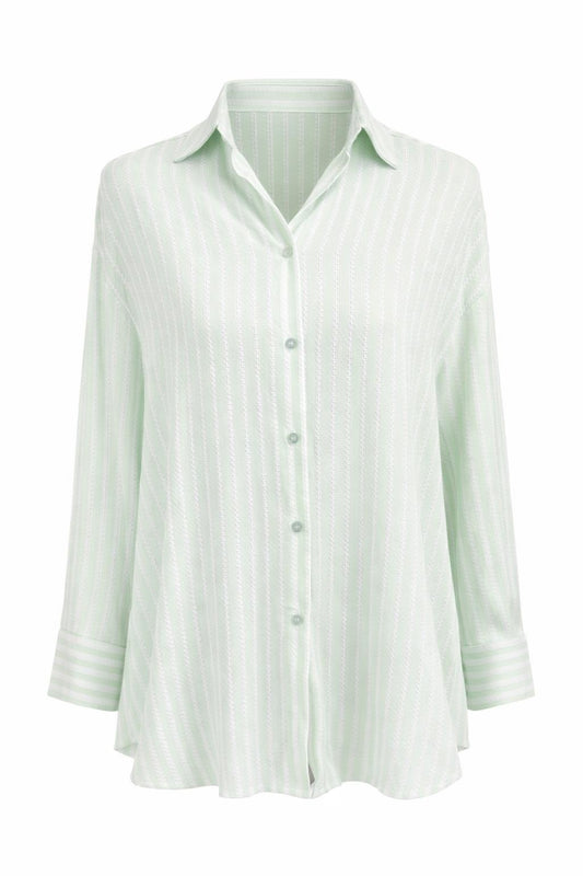 Streifen-Bluse mint/weiß, Gr. 36-42